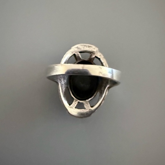 VTG Art Deco Style Sterling Silver Onyx Marcasite Ring - Picture 5 of 5